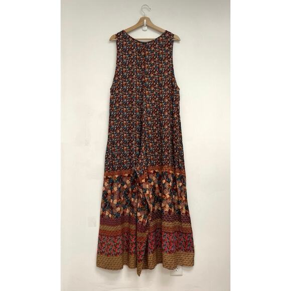 Natural Life Let's Just Go Wide-Leg Bohemian V-Neck 70s Floral Jumpsuit S/M - Picture 4 of 15